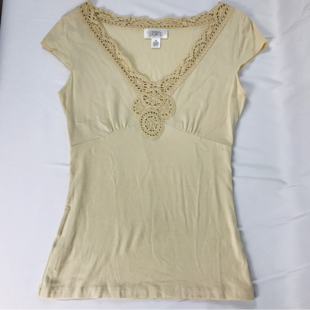 LOFT Crochet Edge Milkmaid Top‎ V-Neckline